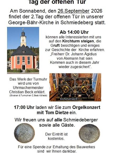 George-Bähr-Kirche Schmiedeberg Tag der offenen Tür am 26. September